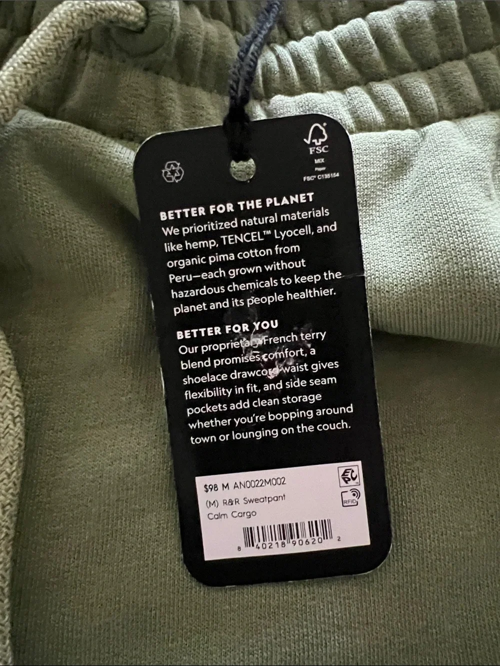 allbirds Sage Green Men's Jogger Sweatpants - Picture 5 of 8